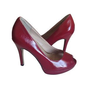 Michael Michael Kors Pumps Woman's 9 Red Erika Platform Scarlet Patent Open Toe‎